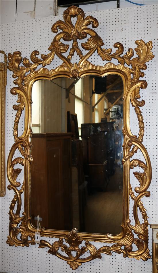 A giltwood wall mirror, of 18th century design, W.3ft H.5ft 4in.